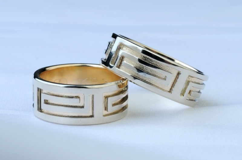 11 Abielusõrmused - valge kuld, kuld, kreeka mustriga
